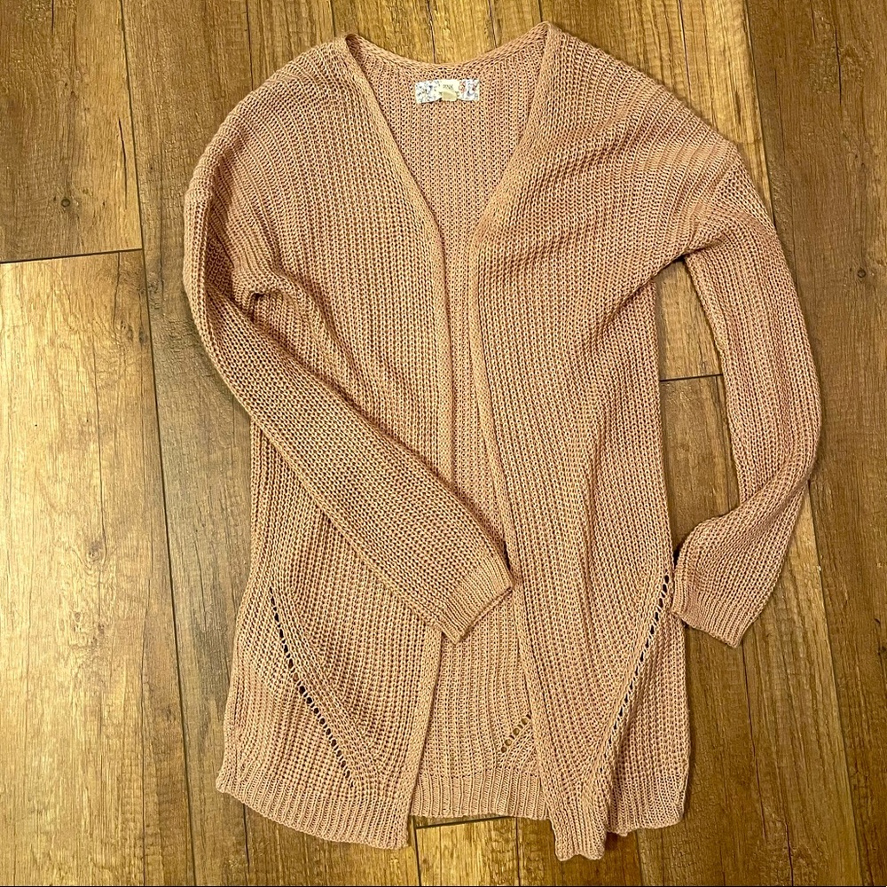 XS PINK REPUBLIC Long Cardigan With Side Slits. Nude/Blush color!